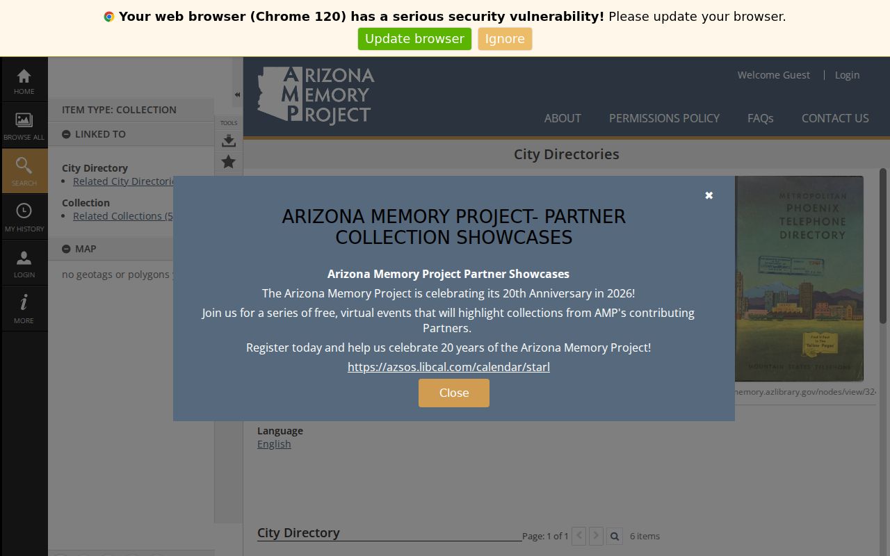 Queen Creek city directory collection in the Arizona Memory Project