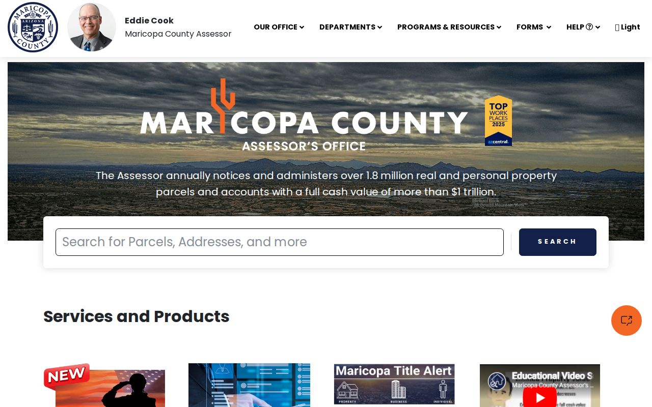 Queen Creek street directory view of the Maricopa County parcel and owner search